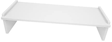 Support de Rangement pour Écran Surélevé en Bois Blanc, Bureau Maison | Gain de Place, Surface Résistante à L’usure, Élève L’écran à Hauteur des Yeux, Usage Bureau et Domicile