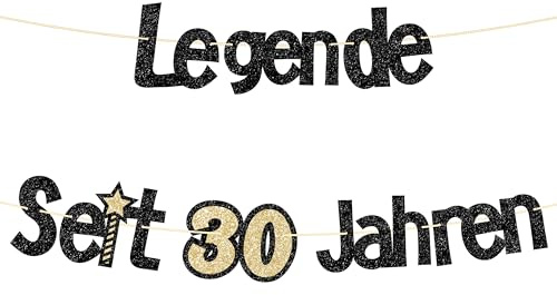 Glitzer 30. Geburtstag Banner, Legende Seit 30 Jahren Girlande, Deko 30 Geburtstag Mann für Männer und Frauen 30. Geburtstagsfeier, Jubiläum 30 Jahre Party (Legende Seit 30 Jahren Gold)