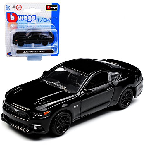 alles-meine.de GmbH Ford Mustang VI Coupe Schwarz Ab 2014 1/64 Burago Modell Auto mit individiuellem Wunschkennzeichen