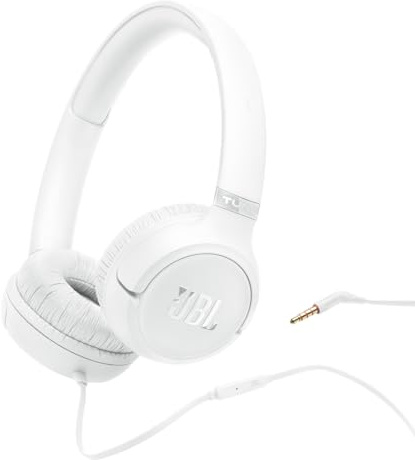 JBL Tune 530, Kabelgebundene On-Ear-Kopfhörer, Weiß | Mikrofon, JBL Pure Bass Sound, EQ-Voreinstellungen, Faltbarem Design und Verwicklungsfreiem Kabel