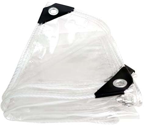 420g/m² Telo impermeabile in PVC Esterno 3x3m Telo Trasparente Resistente al gelo e ai raggi UV Distanza tra i fori 30 cm Telone Antipioggia Antivento per Barche Piscina Mobili da Giardino