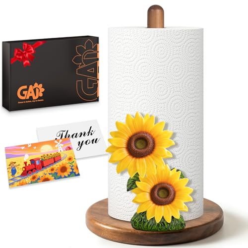 Sunflower Paper Towel Holder - Sunflower Decor for Kitchen Farmhouse Bathroom Counter - Gifts for Women Mom Grandma - 3D Vintage Yellow Stuff Decorative Accessories