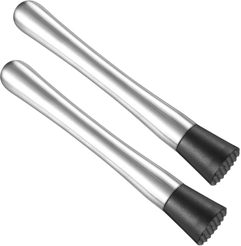 hankousi 2 piezas de mortero de acero inoxidable para cócteles, machacador de cócteles, triturador de hielo, mezclador, mortero, ideal para bebidas de bar y zumos.