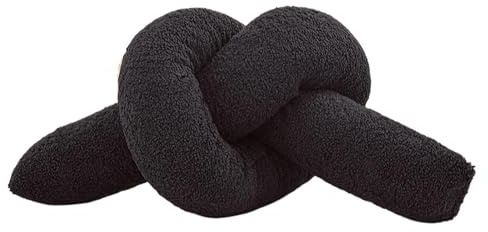 XIUsheUA Cojín Anudado a Mano Almohada de Nudo Larga y Suave for decoración del hogar, Ideal for sofá, Dormitorio, Coche Oficina(Black)