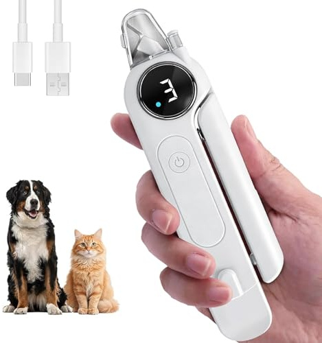 ALLILUYAA Krallenschere Katzen mit Led-Licht für Hunde | Geräuscharm Krallenschere mit Licht für Kleine und Mittelgrobe Hunde und Katzen