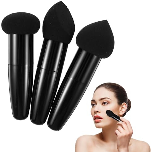AUTSUPPL Penna Spugna per Trucco 3 Pezzi, Strumento Cosmetico per Fondotinta Liquidi e Cipria, Pennello di Spugna Make Up Portatile per Donne e Viaggi