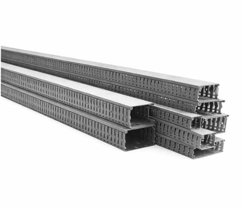 Canaleta Ranurada 60x40 – 2 Metros – PVC Resistente – Gestión De Cables – Montaje Sencillo – Apto Para Instalaciones Eléctricas – Gris