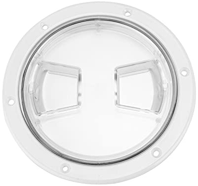BAFOVY Boccaporto di Accesso al Ponte della Barca, Piastra di Ponte in ABS 4 Pollici 10,16 Cm Coperchio Trasparente Coperchio di Accesso Rotondo Bianco, Design Sigillato a Controllo Rapido Aperto a