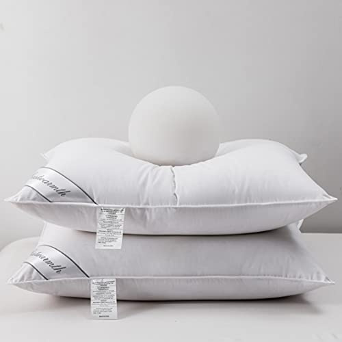 Eastwarmth Natural Goose Down&Feather Pair Hotel Pillows Insert for Side and Back Sleepers, Set of 2 Bedding Soft Pillows 100% Soft Cotton Standard 20x26in