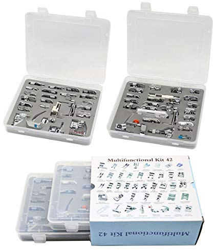 ckpsms Marke - #KP-19032 42Stück Haushaltsnähmaschine Nähfußset mit Kunststoff-Aufbewahrungsbox für Nähmaschinen mit niedrigem Schaft von Brother, Singer, Babylock, Janome und Kenmore (42PCS)