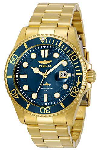 Invicta Pro Diver - Orologio da Uomo in Acciaio Inossidabile con Movimento al Quarzo, Oro/Blu - 43 mm