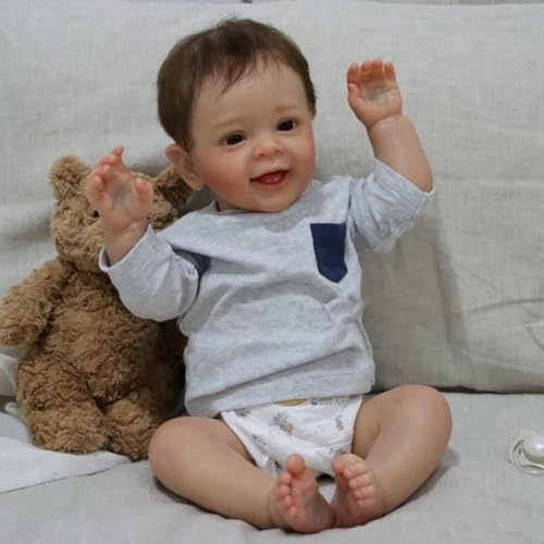 ZIYIUI Reborn Baby-Puppe Weiches Vinylsilikon Realistisch Baby Puppe lebensecht Reborn Baby Junge Mädchen Handgemacht Neugeborene Echte Babypuppe (Reborn Babys Junge)