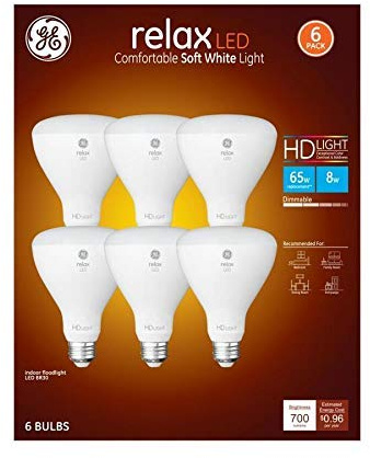 GE Relax 65-Watt EQ LED Br30 Soft White Dimmable Flood Light Bulb (6-Pack)