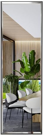 PETAFLOP Wandspiegel 122 x 35,5 cm, Ganzkörperspiegel mit explosionssicherer Membranschutz und schwarzem Rahmen, für Schlafzimmer, Bad, Flur oder Garderobe