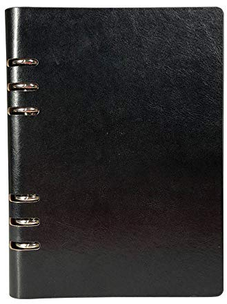 Nachfüllbares A5-Notizbuch, PU-Leder, lose Blätter, Notizblock, klassisch, liniert mit Tasche für Business-Meetings, Reisetagebuch (schwarz)