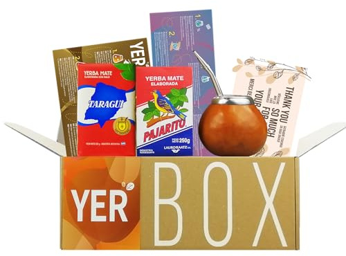 YERBOX Yerba Mate Tee Set: Pajarito Traditional 250g + Taragui Traditional 250g |Mate Becher Kürbis - Kalebasse | Bombilla Edelstahl | Reinigungsbürste