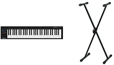 Nektar Impact GX61Controlador USB MIDI de teclado con integración de DAW + Pure GEWA F900520Soporte de teclado, patas perfil simple,negro
