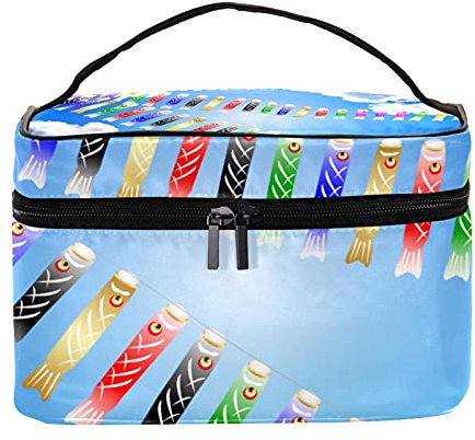 Bolsa de maquillaje japonesa para viajes con diseño de carpa y cielo de carpa grande, organizador de maquillaje con cremallera, para mujeres y niñas