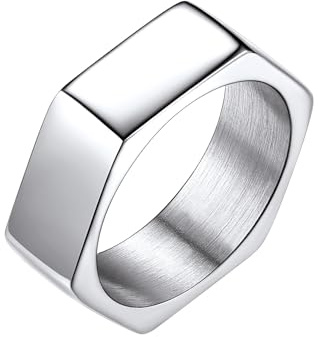 Richsteel Anello Creativo Dado Esagonale con Rune Anello Minimalista da Uomo Unisex Stile Punk HIppie Hiphop Personalizzabile Argento/Nero/18k Oro in Acciaio Inox