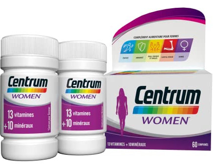 Centrum Women multivitamines femme, 13 Vitamines et 10 Minéraux, Compléments Alimentaires pour Femmes, Lot de 2x30 Comprimés