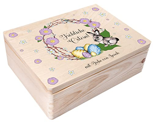 Creative Deco Personalisiert Ostern Deko Holzkiste Geschenke Ostergeschenke | mit Wunschtext | Osterndeko Individuelle Geschenk für Frauen, Männer, Erwachsene und Kinder | Originale Osterhase Osterkorb