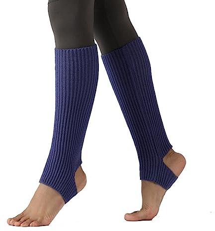 Yurosiay Gestrickte Ballett Stulpen 43cm Tanzstulpen Mädchen Damen Winter Warm Beinstulpen Strick Mit Fersenloch Weich Legwarmer Beinwarmer Stulpen für Yoga Ballett Tanz Fitness Schwarz