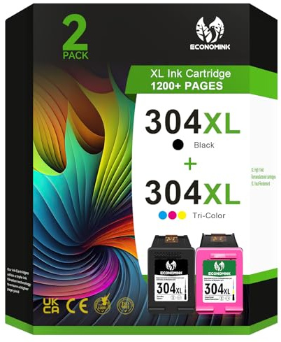 304XL Druckerpatronen, 304XL Schwarz und Farbe Kompatibel für HP 304 Druckerpatronen, für Envy 5030 5010 5020 5032 DeskJet 3750 3760 2620 2600 3720 2630 2622 3735 3762 Drucker (2er-Pack)