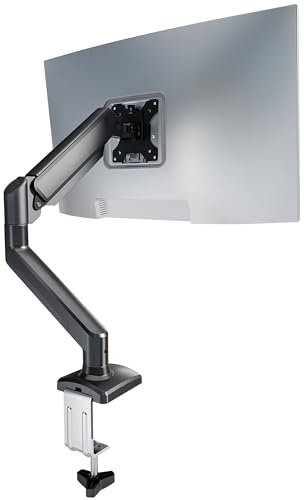 C-MOUNTS Einzel-Monitor-Tischhalterung, Gasfeder-Monitorarm für 17-32-Zoll-Bildschirme, Verstellbarer Computer-Monitorständer bis zu 4,4 bis 9 kg, VESA-Halterung mit Klemme und Tüllenbasis, VESA 75