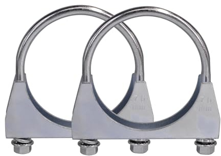 Krtopo 2 Pcs Car Clamp M8 Pipe Clamp 76mm Special Clamp for Exhaust Pipe | Ø52-80 mm U-Shaped Galvanized Pipe Clamp