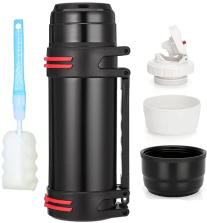 Thermosflasche Edelstahl Vakuum Trinkflasche 2.5L, Isolierflasche mit Trinkbecher, Thermoskanne hält 24 Stunden heiß, 24 Stunden kalt, BPA-Free