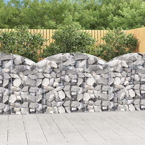 ARKEM Gabione mit Hochbogen 150x30x100/120 cm Verzinktes Eisen Gabionenkorb Verstärkte Gabionenhaken, Gabionenwand Gabionen Zaun