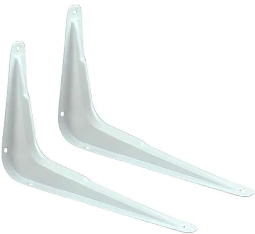 Wandregale, Regalwandhalterungen, schwebende Regalhalterungen, robustes Metall, 2er-Pack, wandhängende L-Halterung, weiße Regalhalterungen, Metall-Eckstrebe, rechtwinklige Regalhalterung mit Schrauben