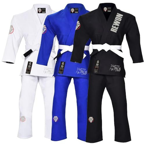 URBANSBEE Kimono Jiu Jitsu - Professioneller Karateanzug aus 100 % Baumwolle - ultraleichter Karateanzug GI Judo BJJ für Männer, Frauen und Kinder Jujitsu, weiß, M