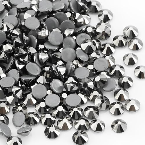 Jollin Strasssteine für Textilien Hot Fix Rhinestones SS20, Jet Hematite | 4.8mm, 2880pcs Stk. Hotfix Glitzersteine Kristalle Glas Strasssteine für Bedazzling, Kleidung, Schuhe, Nägel & DIY Basteln