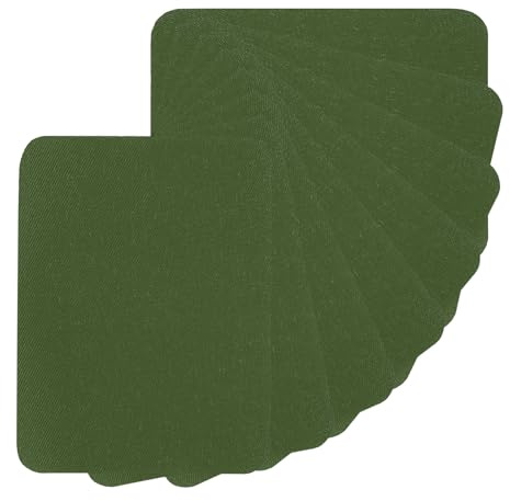 PATIKIL Fabric Iron-on Patches, 8Pcs 5x4 Inch Inside & Outside Strong Glue 100% Cotton Repair Patches Kit for Clothing Pants Mending and Decorating, Army Green
