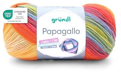 Gründl Wolle Papagallo Farbverlaufsgarn 1 Knäuel 100 g, Orange-rot-olive | Weiche Wolle mit Farbverlauf zum Häkeln und Stricken - Farbverlaufsgarn - 100 % Polyacryl - 100g/360m - Nadelstärke 3,5-4,5