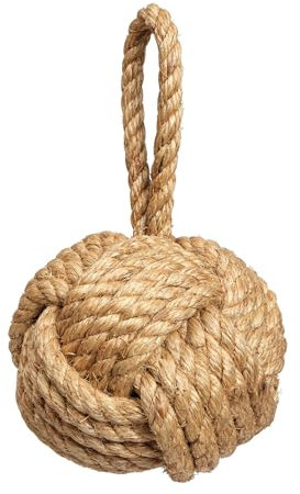 MesuBari Decorative Sailors Knot Rope Door Stop Heavy Nautical Weighted Interior Door Stopper with Handle for Bedroom, Living Room, Window Wedge, Bookend 6 inch 6.17 pounds (Sisal)