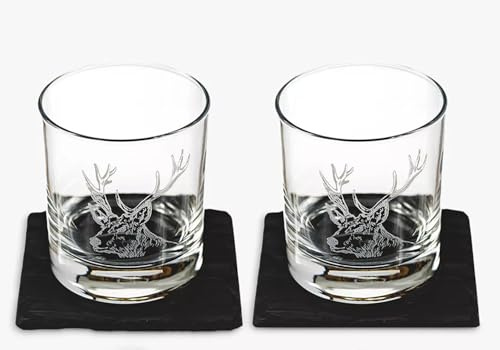 Selbrae House Set of 2 Glass Tumblers - Stag Prince in Gift Box Kitchen Drinkware