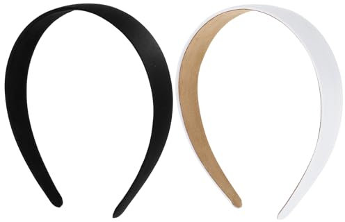 Dimeho 2 cerchietti per capelli in raso, accessori per capelli, in tinta unita, con ampia imbottitura, senza denti, spessi, semplici, senza cuciture, leggeri, accessori per capelli per donne e ragazze
