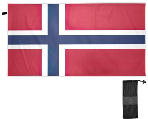 CHIFIGNO Große Strandtücher mit Norwegen-Flagge, übergroß, leicht, schnell trocknend, Badetuch, Duschtuch, verstaubar, Stranddecke, Fitnessstudio, Handtücher für Erwachsene, Damen, Herren, 76,2 x