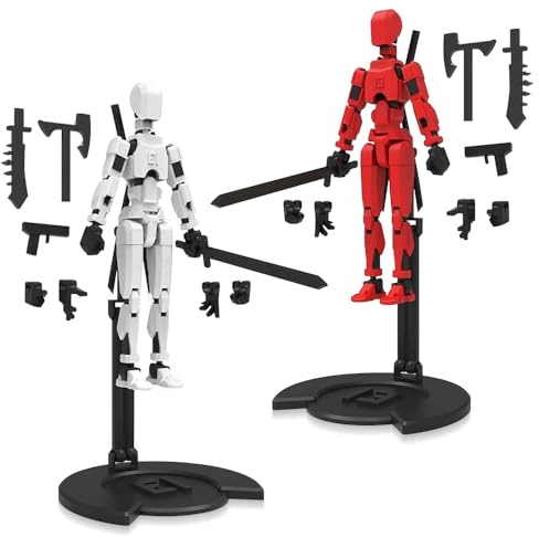 BNGXR T13 Action Figure, avec 7 armes + 3 types de mains, Figurines T13 imprimées en 3D de personnages mobiles avec plusieurs articulations, décoration de bureau cadeau pour enfants garçons filles (2
