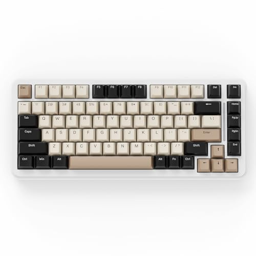 ATTACK SHARK M86 Teclado Mecánico Gasket, Teclado para Juegos RGB Inalámbrico Tri-Mode (BT/2.4G/USB-C) al 75%, Teclado Intercambiable en Caliente, Interruptores Lineales, 4000mAh - Queso Blanco