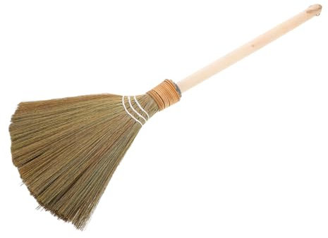 QUMIIRITY Whisk Broom with Detachable Handle 74cm Bamboo Straw Soft Sweeping Brush Lightweight 0.28kg for Boys and Girls and Household Dust Cleaning on Sidewalks and Indoor Floors