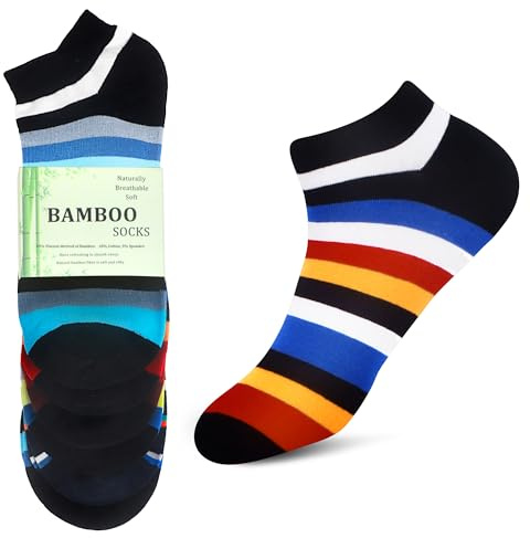 WeciBor Men's Bamboo Viscose Ankle Socks 6 Pairs Seamless Soft Breathable | Reinforced heel & toe, elastic comfort cuff, odor reducing, shape-retentive after wash, for work, sports & daily wear