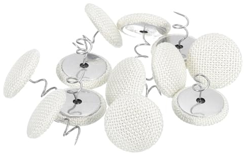 QUARKZMAN 12Pcs Clous de Tapisserie Épingles à Torsion, 20mm Épingles pour Jupes de Lit Épingles à Torsion Recouvertes de Tissu pour Housses Jupes, Beige