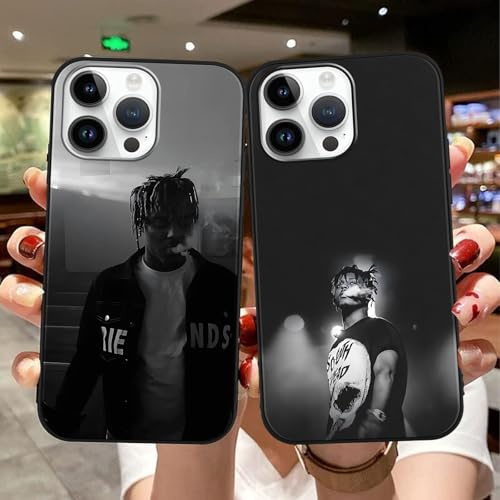 Yimctoie 2 Stück Juice Wrld Handyhülle für iPhone 13 iPhone 14 Hülle 6,1,Mode Cool Rapper Sänger Muster Design Case Silikon Stoßfest Bumper Schutzhülle für iPhone 13 iPhone 14,Anime