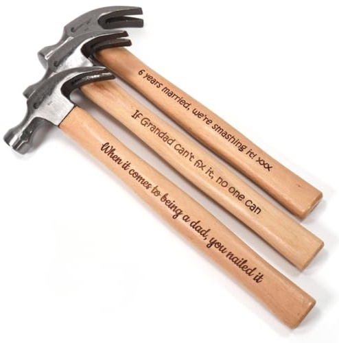 Martillo personalizado grabado con láser para papá, regalo personalizado para hombres, día del padre, aniversario, Navidad, regalo de cumpleaños (grande)