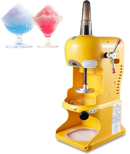 Broyeur à Glace électrique 350 W, Machine à Glace Pilée Professionnelle, 95 Kg/H, En Acier Inoxydable, Pour La Maison, Les Restaurants, Les Bars Et Les Fêtes,Yellow