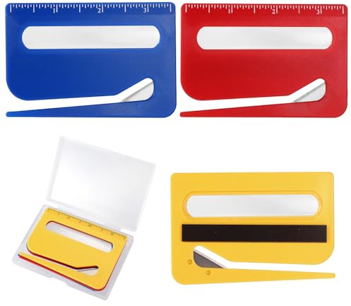 Lyreh 3pcs Magnetic Letter Openers, 3 Colors Envelope Opener Slitter Mail Cutter Tool with Scale and Magnifier with Transparent Storage Case for Women Package Home Office Supplies(Red, Yellow, Blue)