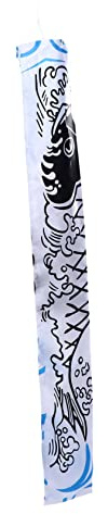 BESTonZON 2 pcs Japanese Carp Windsock Hanging Windsock for Decoration Gentle Breeze Fish Flag for Japanese Restaurant Garden Eye Catching Koinobori Design Black and White